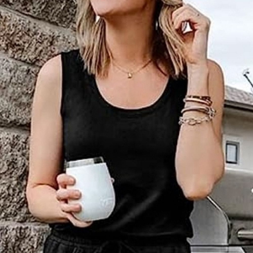 PrettyGarden Black Modern Shell Tank Top
